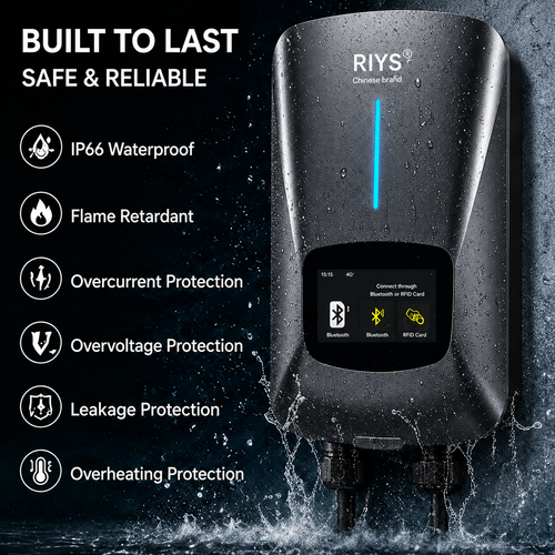 EV Charging Station Type 2 7KW 32A 1 Phase Electric Vehicle Car Charger Wallbox with LCD Screen APP Control RFID Card