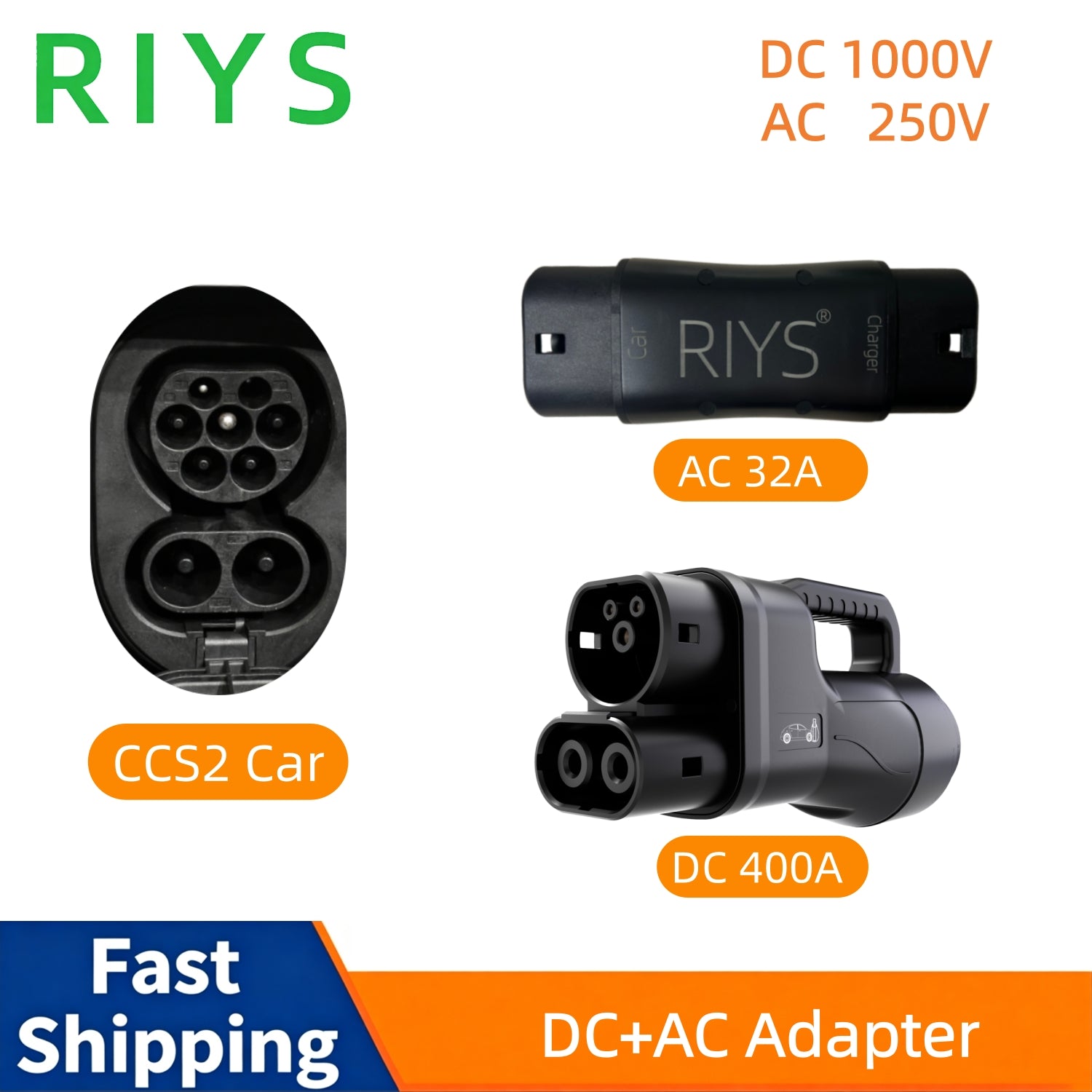 RIYS GBT TO CCS2 Adaptor DC 400A Max for EV Cars