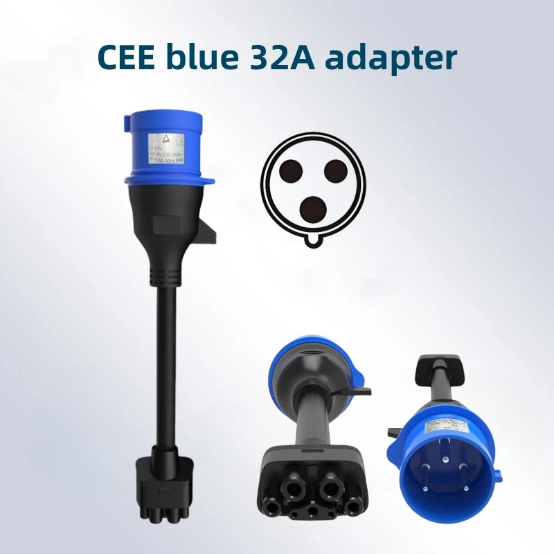RIYS 3 pin blue cee plug adapter for tesla model s, 3, x, y ev charger extension cable connection tesla nema adapter gen