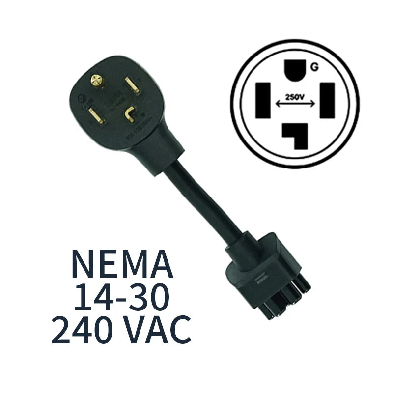 RIYS nema 14-30 plug adapter for tesla model s, 3, x, y ev charger extension cable connection tesla nema adapter gen 2 30a